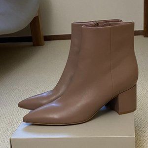 Marc Fisher LTD Jarli Pointy Leather Ankle Boot in Beige